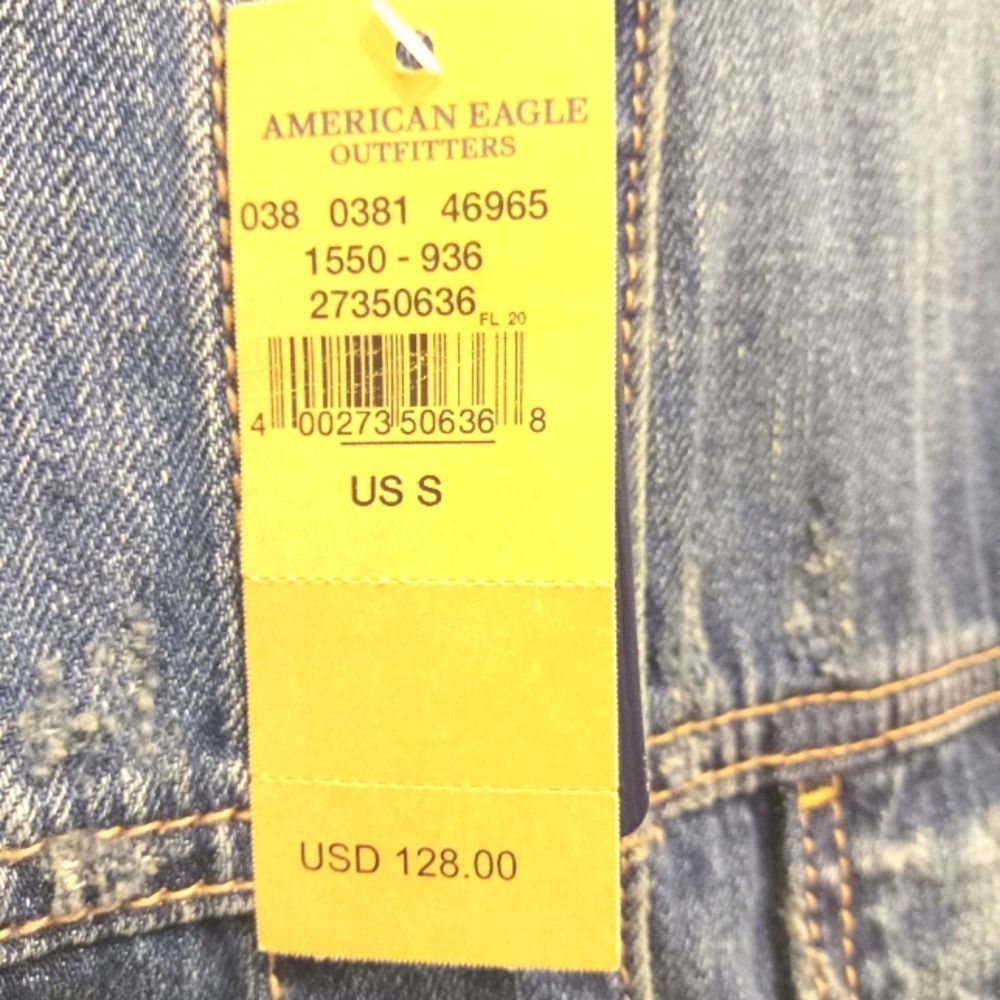 AMERICAN EAGLE DISTRESSS/FRINGE JEAN JACKET - Picture 3 of 5